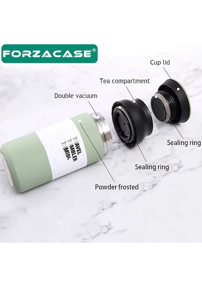 Forzacase Paslanmaz Çelik 500 Ml Sıcak Soğuk Tutan Çay Kahve Su El Termosu - Fc942 Yeşil Yeşil