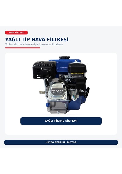Hyundai Hx200 6,5 Hp Benzinli Motor 20 Mm Şaft Yağlı Hava Filtreli