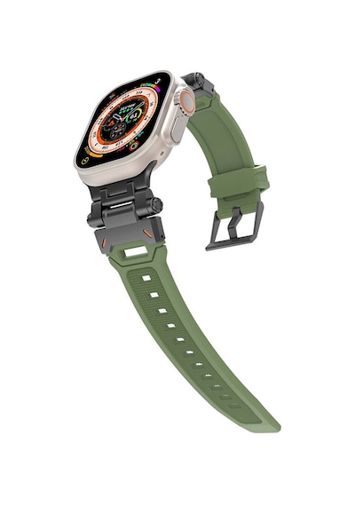 Apple Uyumlu Watch 42mm Zore Krd-108 Metal Başlıklı Silikon Kordon