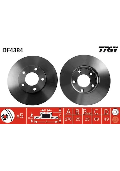 Mazda 3 Bk Fren Diski On 2004-2009 Trw Df4384 2adettir