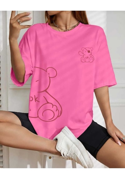 Kozia Outdoors Malkoçbey Korsan Ayı Baskılı Oversize Unisex Basic T-sihirt Fujya