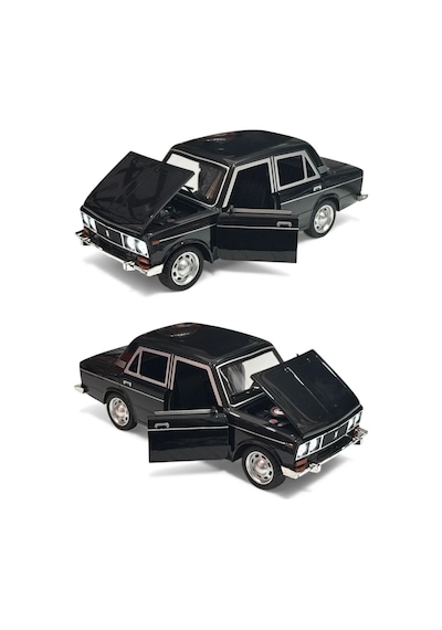 Lada Vaz 2107 Metal Diecast Model Araba 1:24 Ölçek 18cm Sesli Işıklı Çek Bırak Siyah Çok Renkli
