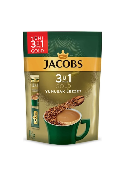Jacobs 3'ü 1 Arada Gold Yumuşak Lezzet Kahve 10 x 18 G