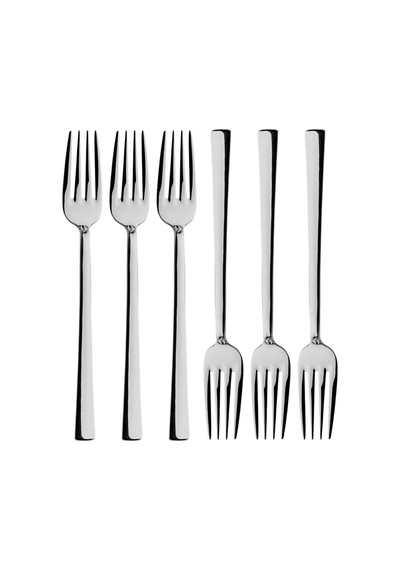 Gümüş Tatlı Çatalı Seti, Paslanmaz Çelik, 16 Cm, Metalik, Titanyum Kaplama, 6 Adet Diğer