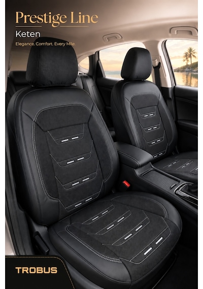 Renault Symbol 2008+ Uyumlu Prestige Line Keten Serisi Siyah Beyaz Koltuk Kılıfı 44826188