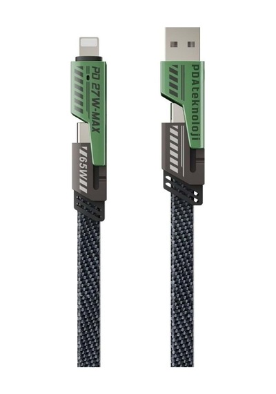 Pdateknoloji 2 İn 2 65w Usb Type-c Ve Lighting İle Uyumlu Örgülü