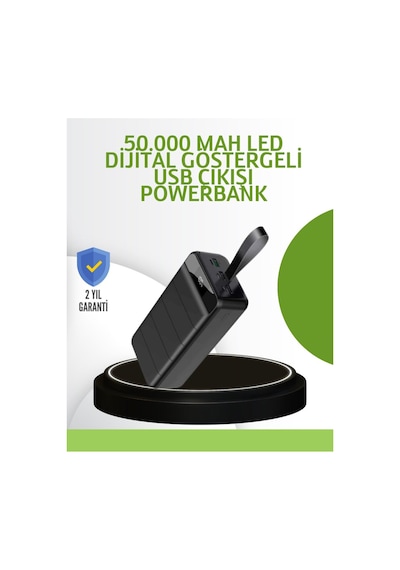 Ultra Güçlü 50.000 Mah Powerbank Led Ekranlı Çoklu Bağlantı Seçenekli Akıllı Koruma Sistemli Şarj Altın