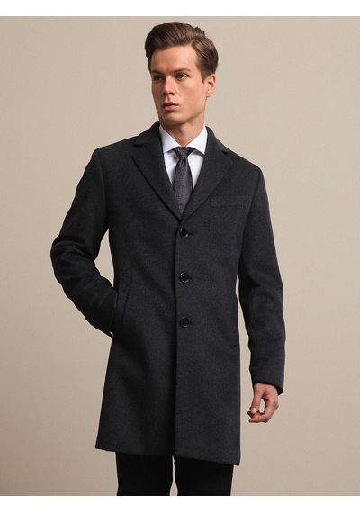 Kip Antrasit Regular Fit Casual Dokuma Palto Antrasit