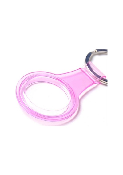 Şeffaf Renkli Apple Uyumlu AirTag Silikon Anahtarlık Kılıf Kopçaklı 07 Pembe