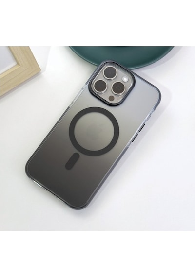 Apple Uyumlu iPhone 16 Pro Max Grace Renk Geçişli Magsafe Koruyucu Kılıf Siyah