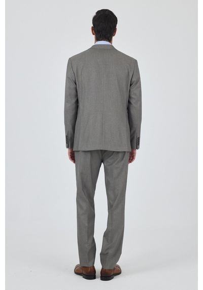 İmza Bej Mono Yaka Esnek 6 Drop Comfort Fit Classic Takım Elbise 1001250152 Bej