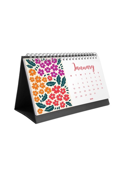 Çiçek Galerisi 2026 Masa Takvimi, Rengarenk Çiçekli Takvim, 2026 Desk Calendar, Flowers Calendar 202 Siyah