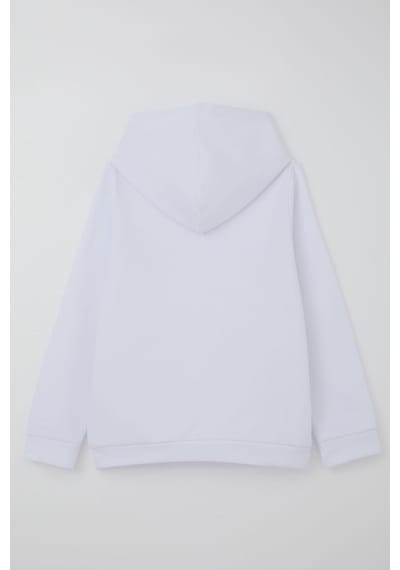 Breeze Kız Çocuk Sweatshirt Kapüşonlu Arma Detaylı 4-8 Yaş, Beyaz Beyaz