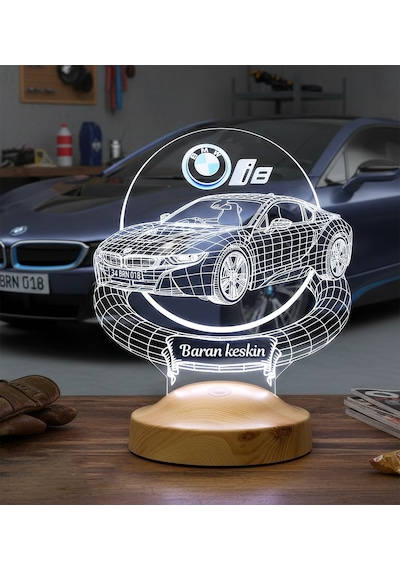 Bmw İ8 Tutkunlarına Özel 3d Kişiye Özel Led Lamba Bmw İ8 Araba Hediyesi - 2014 2020