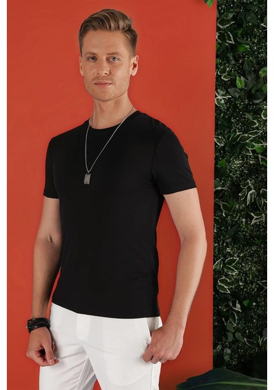 Efor Slim Fit Bisiklet Yaka Düz Pamuklu Siyah Tişört Ts 823 Siyah Efor Slim Fit Bisiklet Yaka Düz Pamuklu Siyah Tişört Ts 823 Siyah
