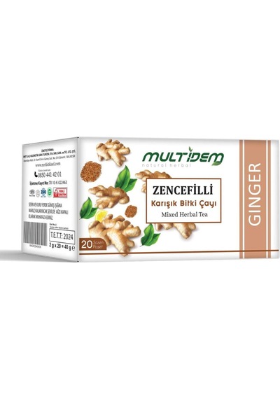 Multidem Zencefilli Karışık Bitki Çayı 40 G