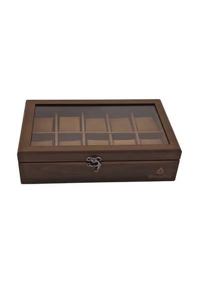 Woodini Premium Taba 10'lu Ahşap Saat Kutusu - Yeni Nesil Yastıklı