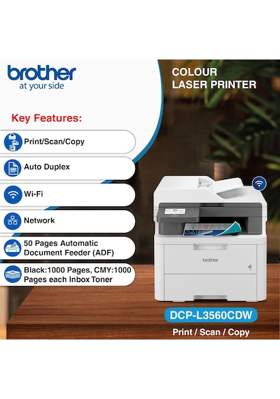 Brother Dcp-l3560cdw Çok Fonksiyonlu Adf/dubleks Kablosuz Renkli Lazer Yazıcı