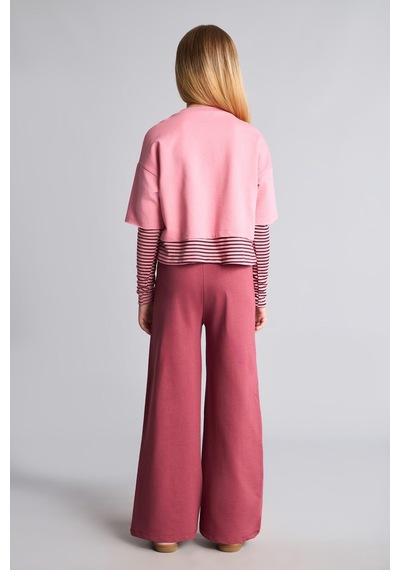 Defacto Baskılı Sweatshirt Üst Geniş Paça Alt 2li Takım Kız Çocuk I0855a826aupn181 Pembe-pn181