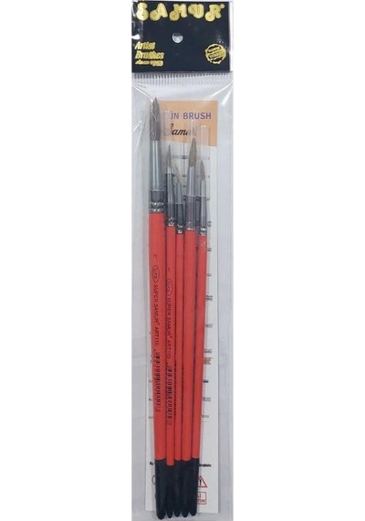 5'li Sulu Ve Akrilik Boya Fırça Seti, Karışık Renkli, 4 Parça, 2.5mm Fırça Genişliği, 15cm Sap Uzunluğu, Standart Boy No: 1-3-5-7-11
