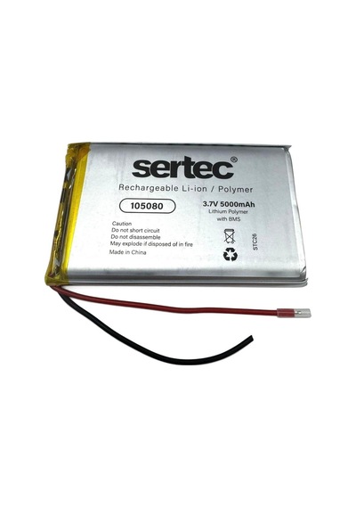 Sertec 105080 3.7v 5000mah Lithium Polymer Pil - Bms Devreli