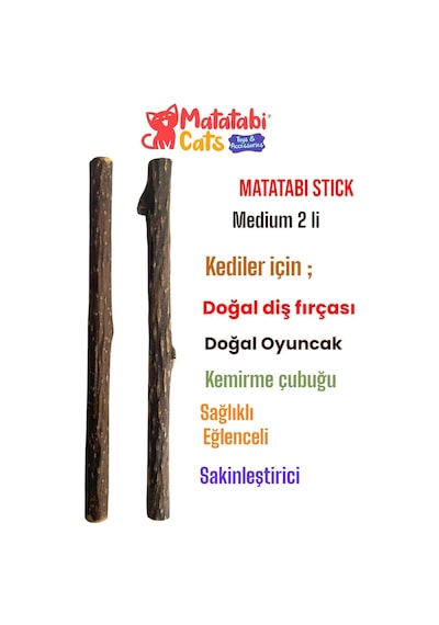 Matatabi Stick Medium Doğal Kedi Çiğneme Çubuğu, Kedi Oyuncağı 2'li Kedi Otu/nanesi Değildir
