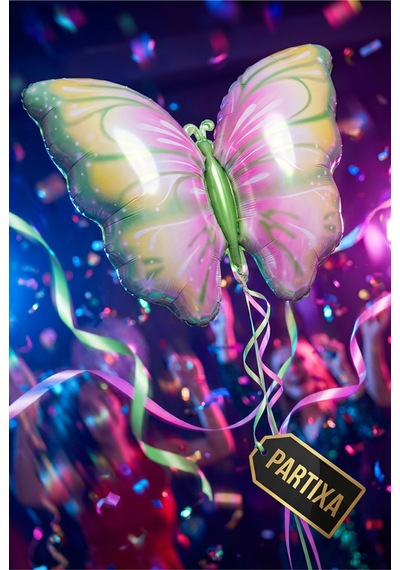 Sarı Yeşil Kelebek Folyo Balon 82x52 Cm Kelebek Temalı Doğum Günü Parti Süsü Çok Renkli