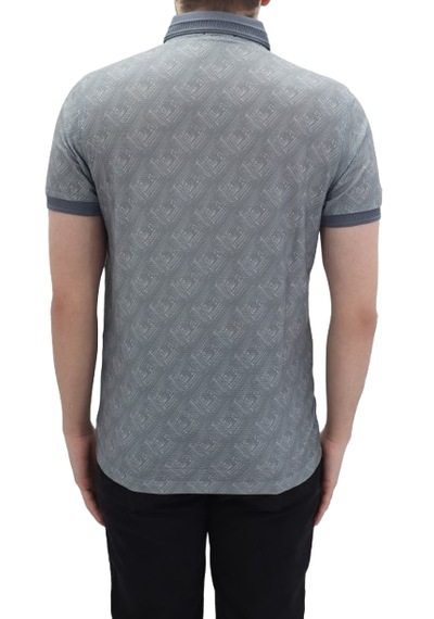 Santa Dmctekstil Erkek Kavis-115 Desenli Spor Kesim Dar Kalıp Cepsiz Polo Yaka T-shirt Füme