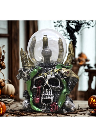 Kafatası Figürlü Polyester Plazma Lamba Dekoratif Masa Lambası 12x20 Cm Açık Gri