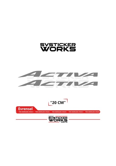 Honda Activa Sticker Uyumlu Yazı Yüksek Kalite Özel Kesim Folyo 2'li Set Gri