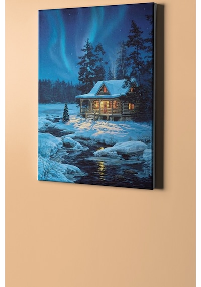 Webstyle Sayılarla Boyama Seti Çerçeveli Kasnaklı Karlı Ev 60x75 Cm