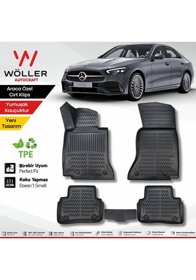 Mercedes C Serisi W206 Paspas 2021 Sonrası Uyumlu 3d Havuzlu Wöller Paspas Açık Bej
