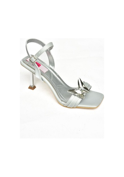 Fox Shoess820207109 Gümüş Kalın Topuklu Kadın Ayakkabı Gümüş
