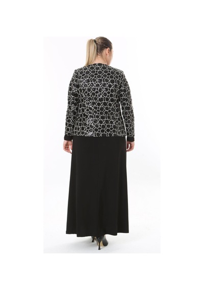 Ladies First Büyük Beden 3911 Siyah Ceket+elbise Takım 001