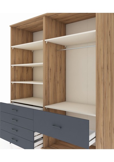 Kronos Gardrop 6 Raflı 5 Çekmeceli Tek Askılı 176x59x221 Çam-aytaşı/antrasit Aytaşı/antrasit Kronos Gardrop 6 Raflı 5 Çekmeceli Tek Askılı 176x59x221 Çam-aytaşı/antrasit Aytaşı/antrasit