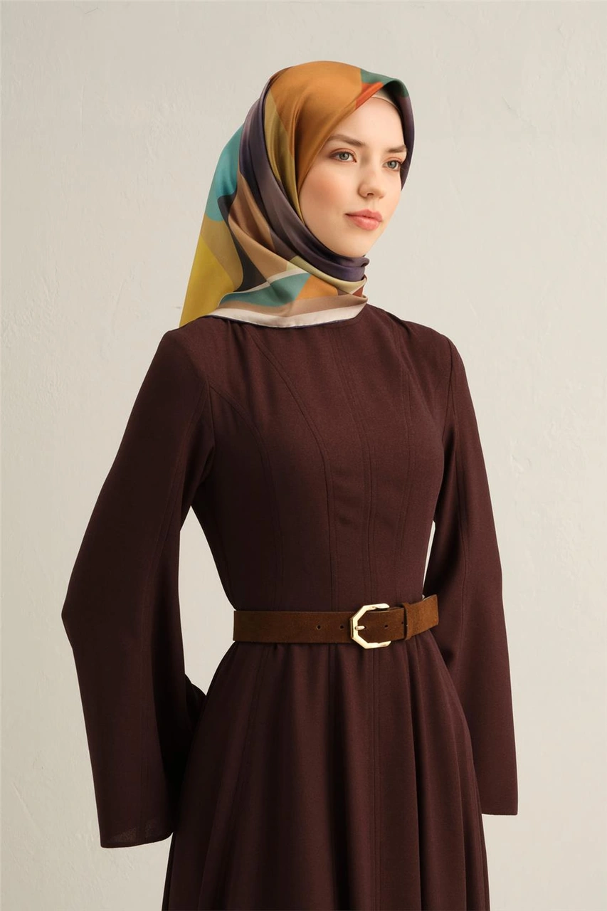 Armine Geometrik Desenli Saf İpek Twill Eşarp 9331d 04 Çok Renkli