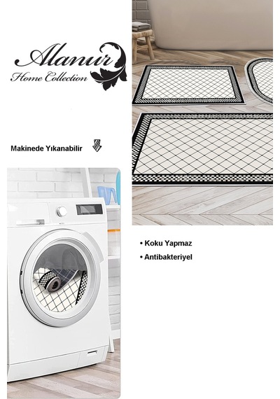 Dekoreko Kaymaz Taban Djt 3 Lü Banyo Paspas Takımı Star Pamuk Karışık Modern 603m krem