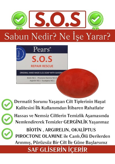 Pears Gliserinli S.o.s Onarım Sabunu, 120 Gram Sku: Smg8690010467171 Acı Badem