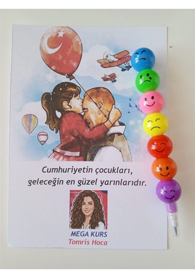 Farklı Market 23 Nisan Kurumsal Yumurtlayan Emoji Kalem 35 Adet Çok Renkli
