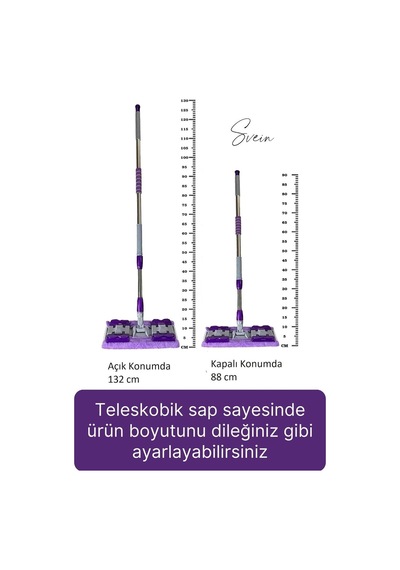Tak Kullan Çıkart Teleskopik Saplı Yedek Bezli Mandallı Mop