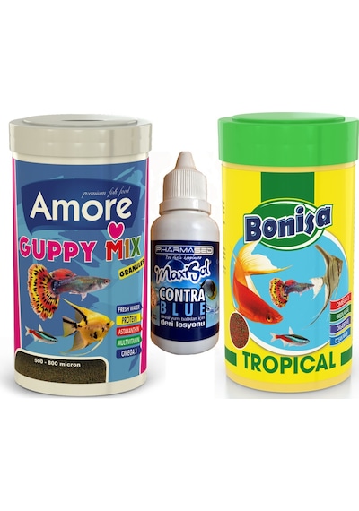 Guppy Mix Granules 250ml, Tropical 250ml Kutu Balık Yemi, Contra