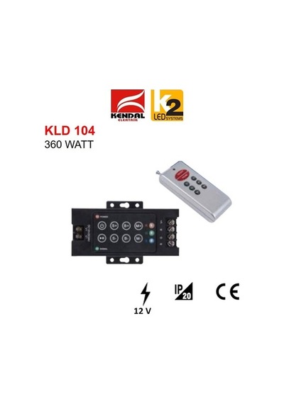RGB LED Kontrol Paneli 360W Uzaktan Kumandalı 12V-24V Şerit LED Kumanda Dimmer Global K2 KLD104
