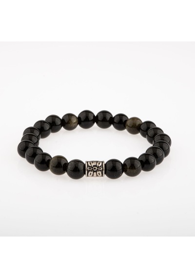 Saff Doğaltaş Obsidyen Doğal Taş Bileklik - 8 MM Çok Renkli