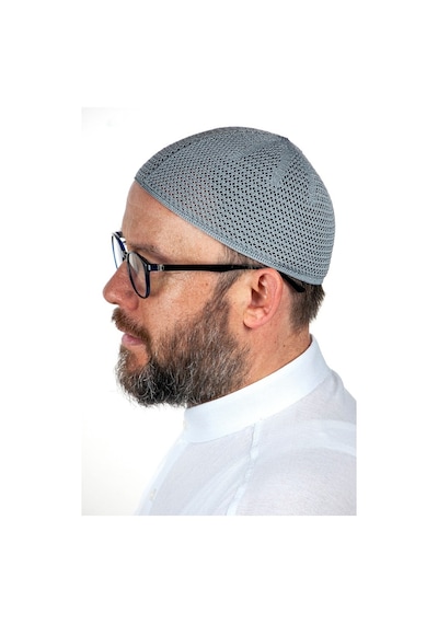 Lüks Çelik Örme Namaz Takkesi Gri 1 Adet