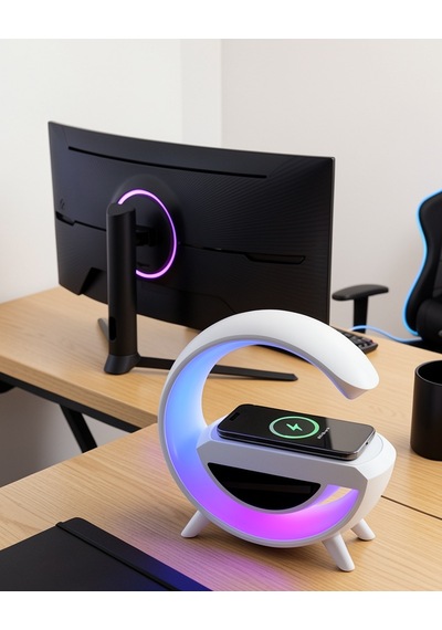 Google Dijital Kablosuz Şarjlı Bluetooth Hoparlör Rgb Işıklı Saat