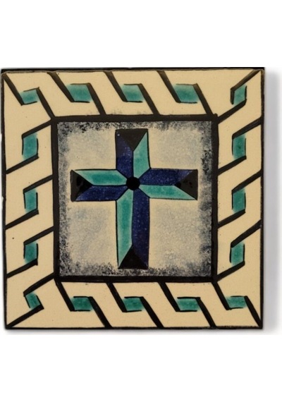 Kutsal Haç El Boyama 10x10 Cm Çini Karo