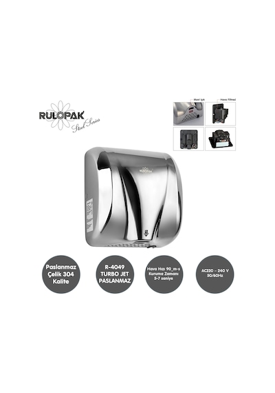 Rulopak Turbo Jet Paslanmaz El Kurutma Makinesi