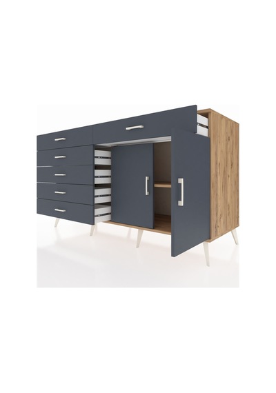 Kronos Konsol Tek Raflı 6 Çekmeceli 2 Kapaklı 176x59x99 Çam-antra Çam-antrasit Kronos Konsol Tek Raflı 6 Çekmeceli 2 Kapaklı 176x59x99 Çam-antra Çam-antrasit