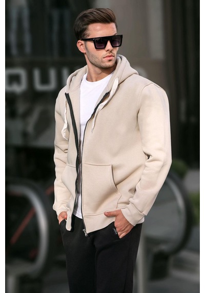 Madmext Bej Kapüşonlu Regular Fit Erkek Sweatshirt 6140-bej Bej