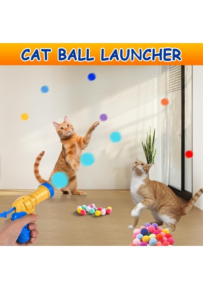 Kedi Oyun Tabancası İnteraktif - Peluş Toplarla Eğlenceli Oyun Zamanı, Ekstra Peluş Toplar Garantili